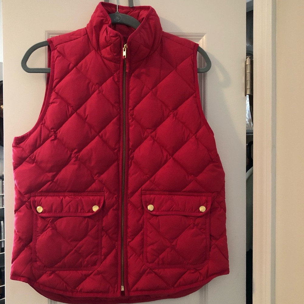 J. Crew Bright  Pink Quilted Vest